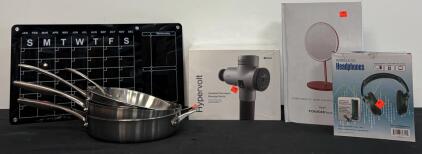 Massager, LED Mirror, Pans Set, Calendar & More