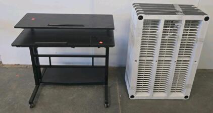 Mobile 36-Device Charging Cart w/Locking Casters & Adjustable Computer Desk w/Keyboard Tray