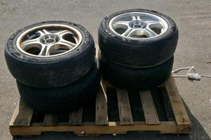 Set of 4 16" Alloy Wheels with Dunlop Direzza 205/55ZR16 Tires, Dual Bolt Pattern, No Center Caps