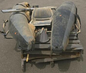 Inflatable Pontoon Fishing Boat, 9 ft, Metal Frame, Padded Seat, Dual Oars, Heavy-Duty PVC