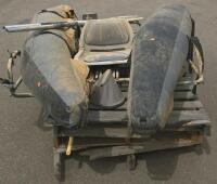 Inflatable Pontoon Fishing Boat, 9 ft, Metal Frame, Padded Seat, Dual Oars, Heavy-Duty PVC