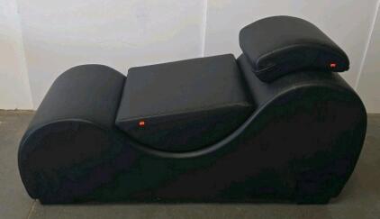 Black Faux Leather Tantra Chair with Removable Cushions, Ergonomic S-Shape, Approx. 68"x21"x24"