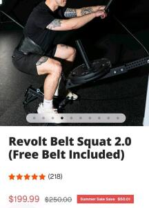 Revolt Belt Squat 2.0 &ndash; Belt Squat Machine with Free Belt, 495 lbs Capacity, Fits 2" x 2" to 3" x 3" Racks (location 6)