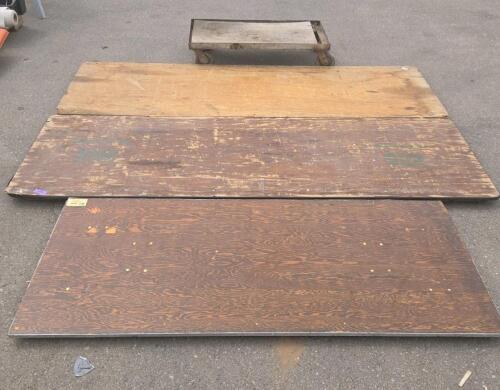 Commercial 8 ft Folding Banquet Tables Plywood Top, Metal Legs + Wood Platform Dolly, Heavy Duty (conex 2)