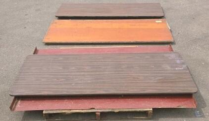 Rectangular Folding Tables, 6ft x 30in, Brown Laminate, Metal Frames, Lot of 3, Stackable (Conex 2)