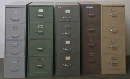 Vertical Metal Filing Cabinets, 4-Drawer & 5-Drawer, Steel, Locking, Various Colors