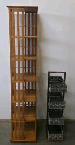 Mission Craftsman Tall Wooden Tower Shelf, 6 Shelves, Medium Natural Finish, 60-72" Height