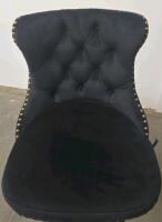 Pair of Black Velvet Tufted Adjustable Swivel Bar Stools with Nailhead Trim and Metal Base - 3