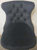 Pair of Black Velvet Tufted Adjustable Swivel Bar Stools with Nailhead Trim and Metal Base - 4