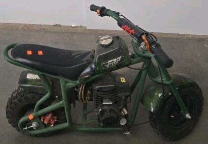 FRX Mini Bike 196cc Gas Engine, 6.5 HP, Pull Start, Rear Disc Brake, Green, Off-Road Tires (row 5000)