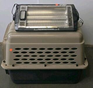Optimus H-9010A Ceiling Mounted Quartz Heater, 750/1500W, 23" x 15" x 6", Black, dog kennel