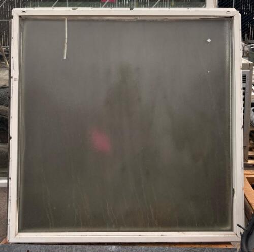Fixed Privacy Frosted Glass Window Sash, Vinyl Frame, 48"x48" White, Double Pane, Serial 15781