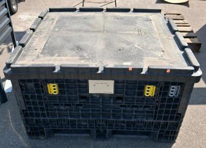 Collapsible Plastic Bulk Container, 48" x 40" x 39", 2,000 lb Capacity, Black