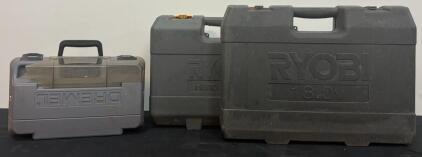 Ryobi 18V Drill/Driver & Charger, Ryobi Planer, Dremel Rotary Tool Kit Cases