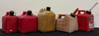 Set of 6 HDPE Gasoline Cans - 2 Gal Midwest Can & Chilton P15, CARB/EPA, Pour Spouts, Made in USA