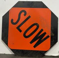 Traffic Barricade Lot w/ 2 Plasticade A-Frame Barricades, "SLOW" & "STOP" Signs, Folding Cart - 5
