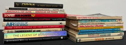 Aviation, Automotive, and Sports Book Lot &ndash; 18 Titles, Mixed Hardcover/Paperback, 1970s-2000s