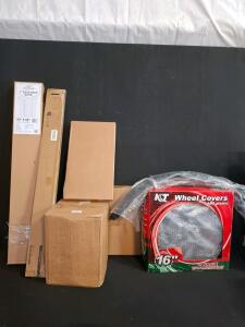 KT 16" ABS Wheel Covers Set/4 + Omix Rear Fender Flare Jeep CJ 1955-86 + Truck Air Filter, wall mounted clothes hanger, cake stand, window blinds, volley ball spike trainet and more