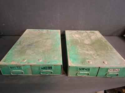 Metal Storage Drawer Set with 4 Drawers & 400+ Mixed Bolts, Screws, Washers, Organizers, 24"x16"x4"