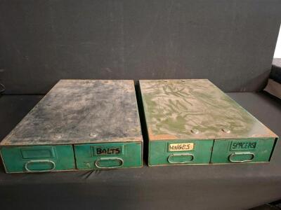 2 Vintage Diebold Safe-T-Stak Metal Drawer Cabinets with Assorted Hardware