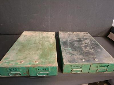 Industrial Metal Storage Drawers with Assorted Hardware and Fittings