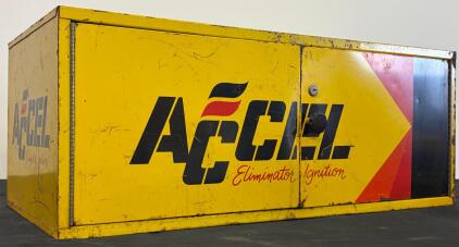 ACCEL Eliminator Ignition Vintage Metal Shop Cabinet, Yellow, Sliding Doors