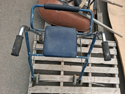 Folding 4-Wheel Rolling Walker with Padded Seat & Backrest, Blue Frame, 250 lb Capacity