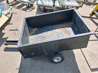 Black Steel Utility Trailer Cart, 48"x30", 2 Wheels, Pin Hitch, 750 lb Capacity