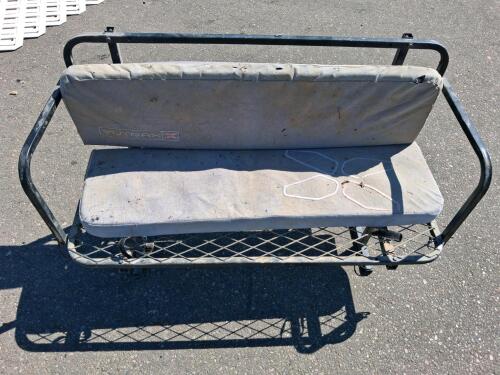Yutrax Rear ATV/UTV Jump Seat Bench, Fold-Down, Steel Frame, Gray, Fits Most Racks, 2-Person