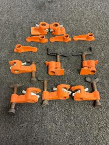 Set of 10 Pony 3/4" Pipe Clamp Fixtures Model 5003, Cast Iron, Woodworking Clamping Tools
