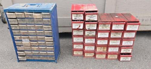 Multi-Drawer Parts Storage Cabinets &ndash; Blue 36-Drawer & Red 24-Drawer Units (Conex 1)