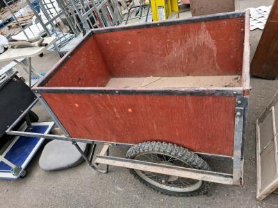 Large 2-Wheel Utility Hand Cart &ndash; 48"x26"x24", 20&rdquo; Pneumatic Tires, Steel Frame, Red Plywood Box