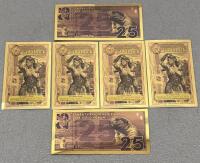 (4) Idaho 25 Goldbacks 2026 - 24k Gold Aurum Note, Lady Justice Design, Serial C734450636 + (2) Gold Notes