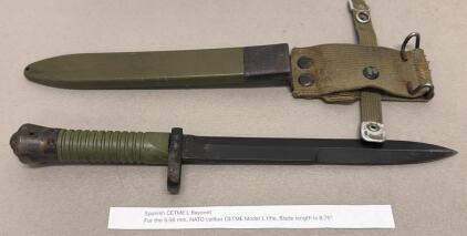 Spanish CETME L Bayonet, 8.75" Blade, Fits 5.56mm NATO Model L Rifle, With Scabbard and Frog
