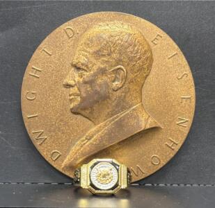 Dwight D. Eisenhower Commemorative Presidential Ring, Gold-Plated, Great Seal Eagle, Sz ~10&ndash;12
