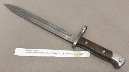 Weyersberg Kirschbaum Solingen German Bayonet S98/S84-98, Serial C2962, 9.9" Blade WWII Era
