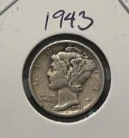 1942-D & 1943-D Mercury Dimes - 90% Silver, Denver Mint, Pair in Holders - 4