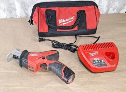 (1) Milwaukee M12 Hackzall W/ Battery, Charger & Storage Bag