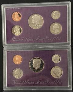 1989 & 1990 U.S. Mint Proof Sets, San Francisco S, 10 Coins, Original Packaging & COA