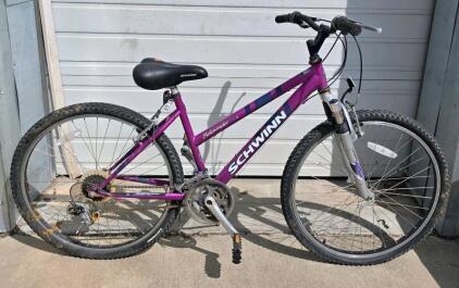 Schwinn Sidewinder Mountain Bike, 26" Wheels, 21 Speed, Front Suspension, Purple, Alloy Rims