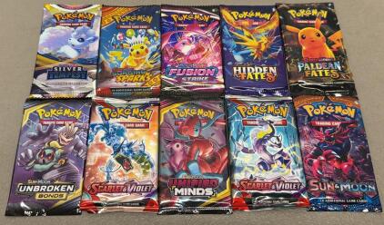 Pok&eacute;mon TCG Mixed Booster Lot: 10 Sealed Packs -Replicas