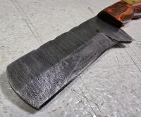 Handmade Damascus Steel Cleaver Knife, Custom Multi-Wood Handle, Full Tang, Leather Sheath - 2