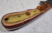 Handmade Damascus Steel Cleaver Knife, Custom Multi-Wood Handle, Full Tang, Leather Sheath - 3