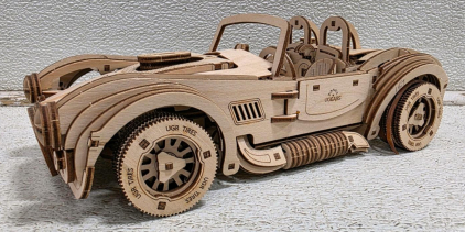 UGEARS Roadster VM-01 Wooden Mechanical Model Car Kit, Assembled, 437 Pieces, Functional Moving Parts