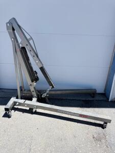 Pittsburgh 2 Ton Foldable Shop Crane Engine Hoist, Hydraulic Ram, Adjustable Boom, Steel Frame