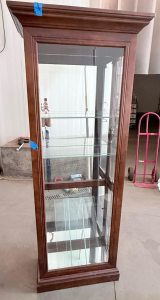Glass Display Curio Cabinet with Wood Frame, 76" H x 44" W x 18" D, Dark Brown Finish