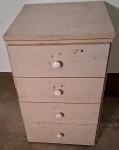 4-Drawer Wooden Dresser, Light Wood Finish, Approx. 18" W x 19" D x 28" H