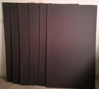Six 61"x36" Wall Acoustic Panels, Fabric Covered, Black, Pre-Drilled, 2" Thick, NRC 1.0