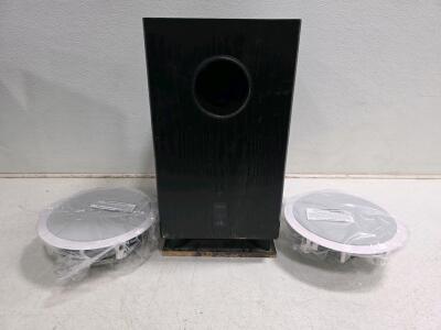 Polk Audio RC80i 8-Inch In-Wall Ceiling Speakers Pair with Onkyo Powered Subwoofer, Black