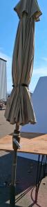 9 ft Market Patio Umbrella, Round, Tan Fabric, Manual Crank, Steel Pole